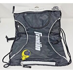 Franklin Sports Soccer Ball Cinch Sack Mesh Drawstring Backpack Black Gear Bag